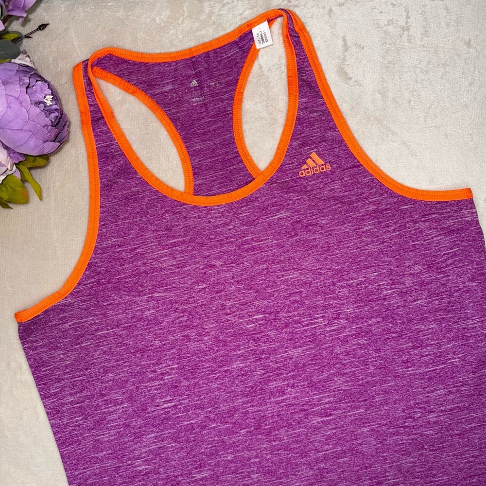 Adidas Heathered Purple Tank with Orange Accents